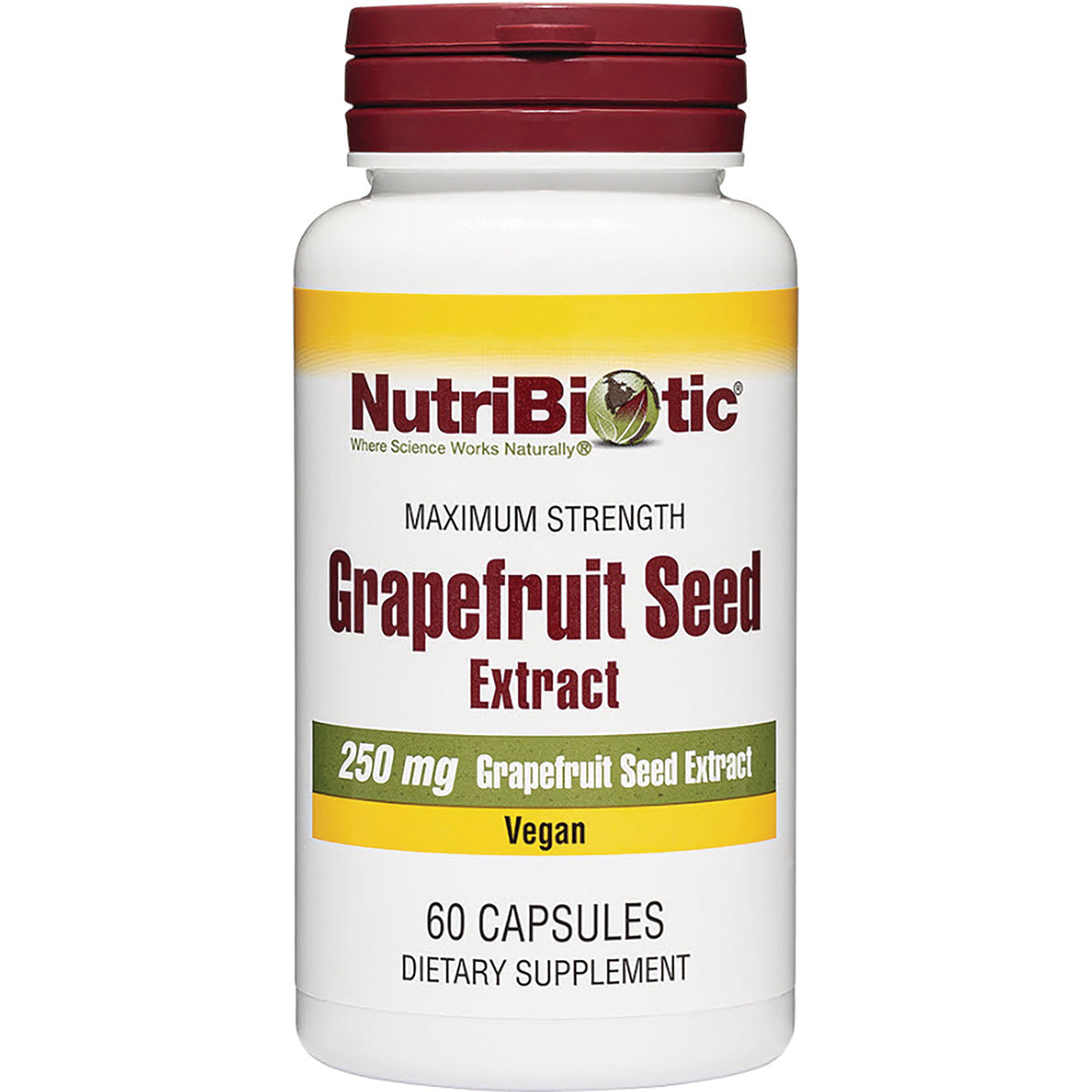 NUB014 | NutriBiotic Grapefruit Seed Extract 250 mg vegan 60 capsules front label