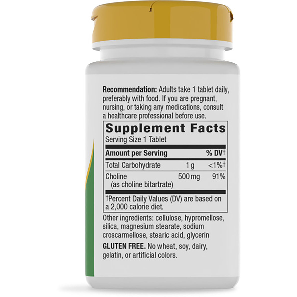 NW720 | back label showing Supplement Facts panel, serving size 1 tablet, choline 500 mg, ingredients and Keep out of reach of children warning