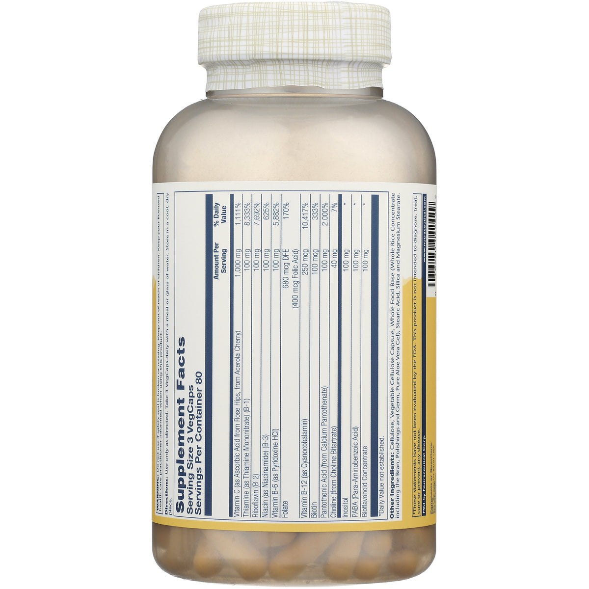 SLR453 | Back of supplement bottle showing Supplement Facts panel and ingredient list