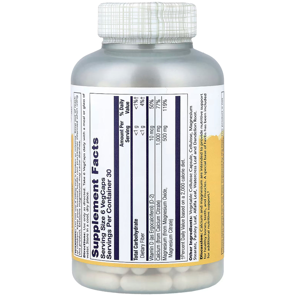 SLR182 | Solaray Cal-Mag Citrate bottle with supplement facts - Thumbnail