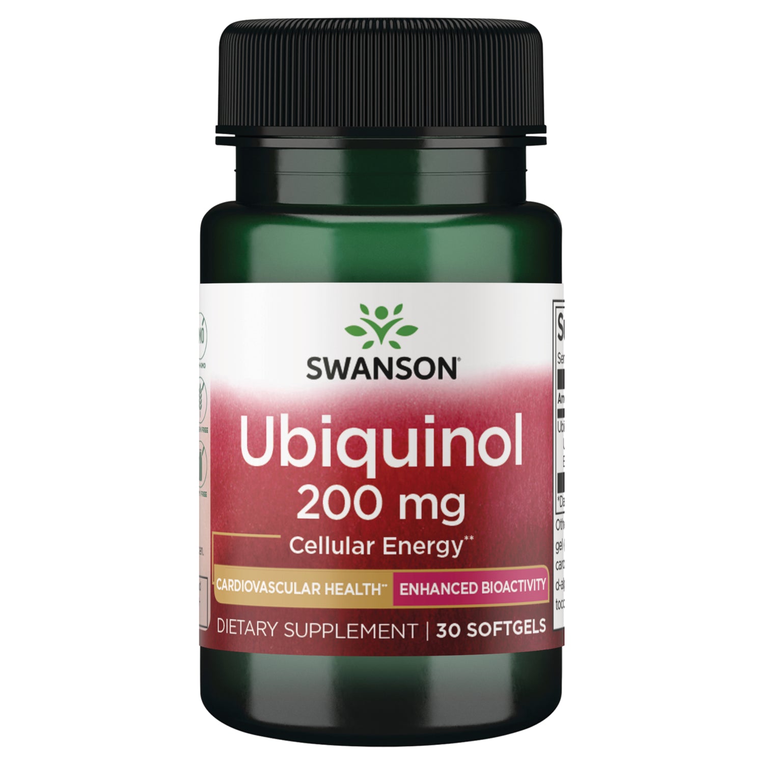 SWU1117 | Swanson Ubiquinol 200 mg softgels bottle, 30 count