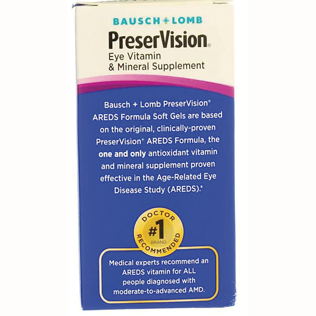 BNL020 | PreserVision eye vitamin & mineral supplement panel describing AREDS formula and doctor #1 recommended seal - Thumbnail