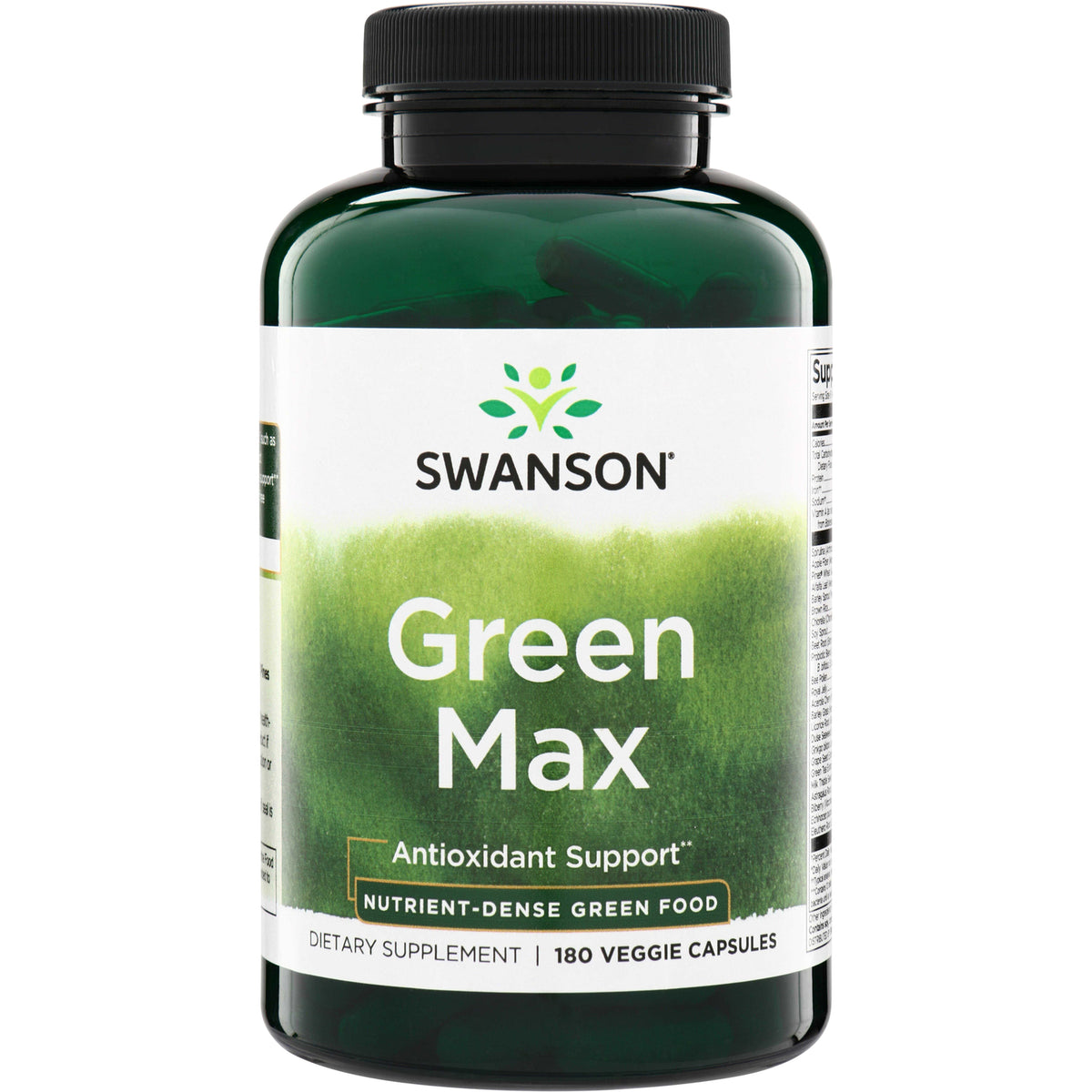 SWR068 | Swanson Green Max supplement bottle, Antioxidant Support, 180 veggie capsules