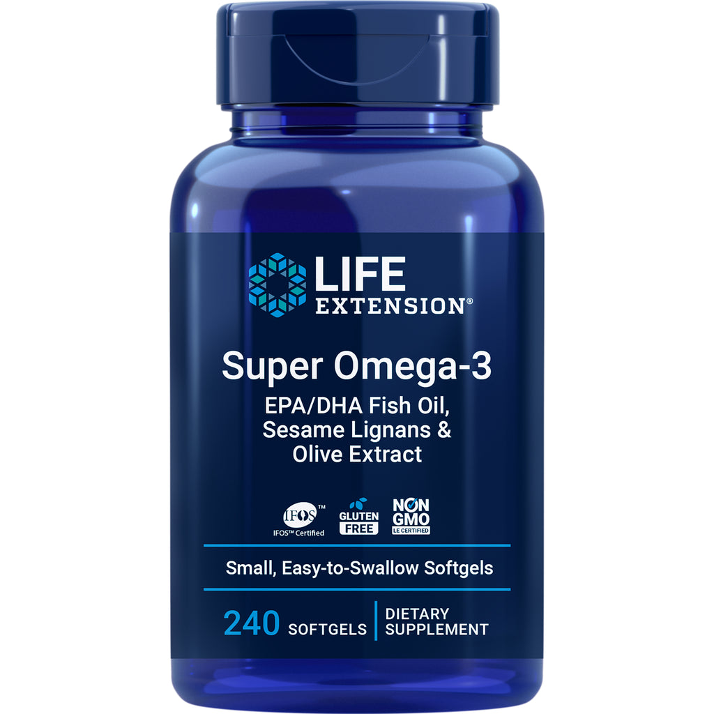 LE390 | Life Extension Super Omega-3 bottle, EPA/DHA fish oil softgels, 240 count - Thumbnail