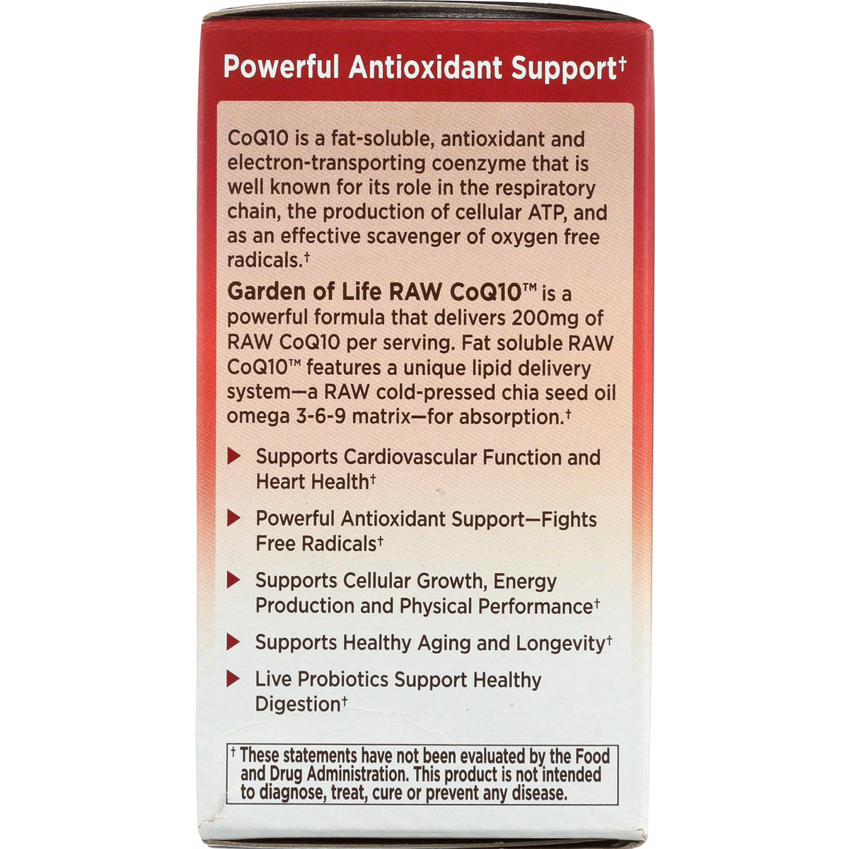 GLF135 | infographic titled Powerful Antioxidant Support listing key benefits: cardiovascular, cellular energy, healthy aging