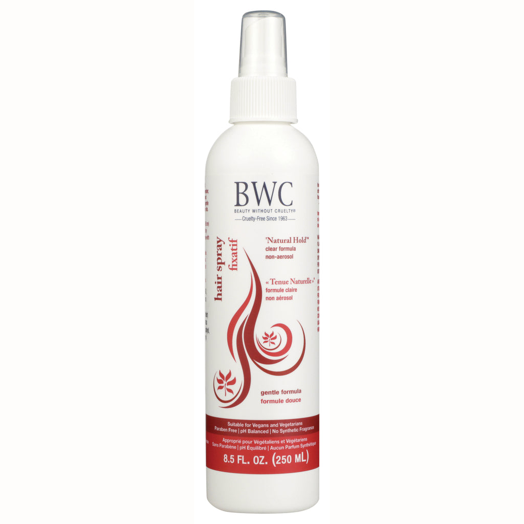 BWC076 | White BWC hair spray bottle with pump top, gentle formula 8.5 FL OZ (250 ML) label - Thumbnail