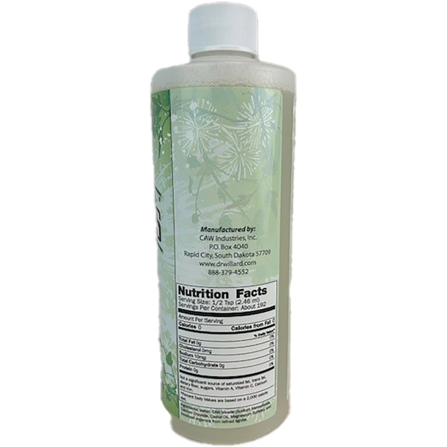 WW003 | Back of bottle with Nutrition Facts panel and manufacturer info