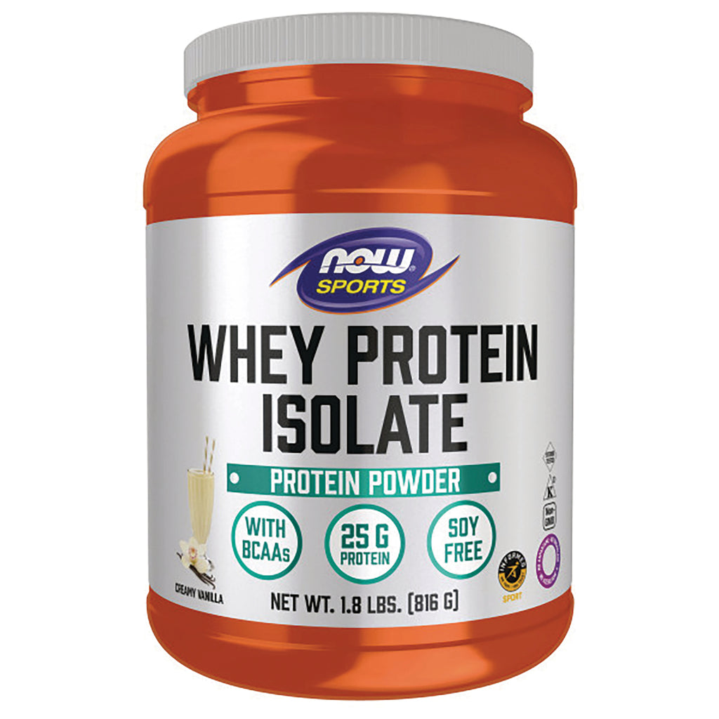 NWF1018 | Now Sports Whey Protein Isolate protein powder jar, creamy vanilla flavor, 25 g protein, soy free - Thumbnail