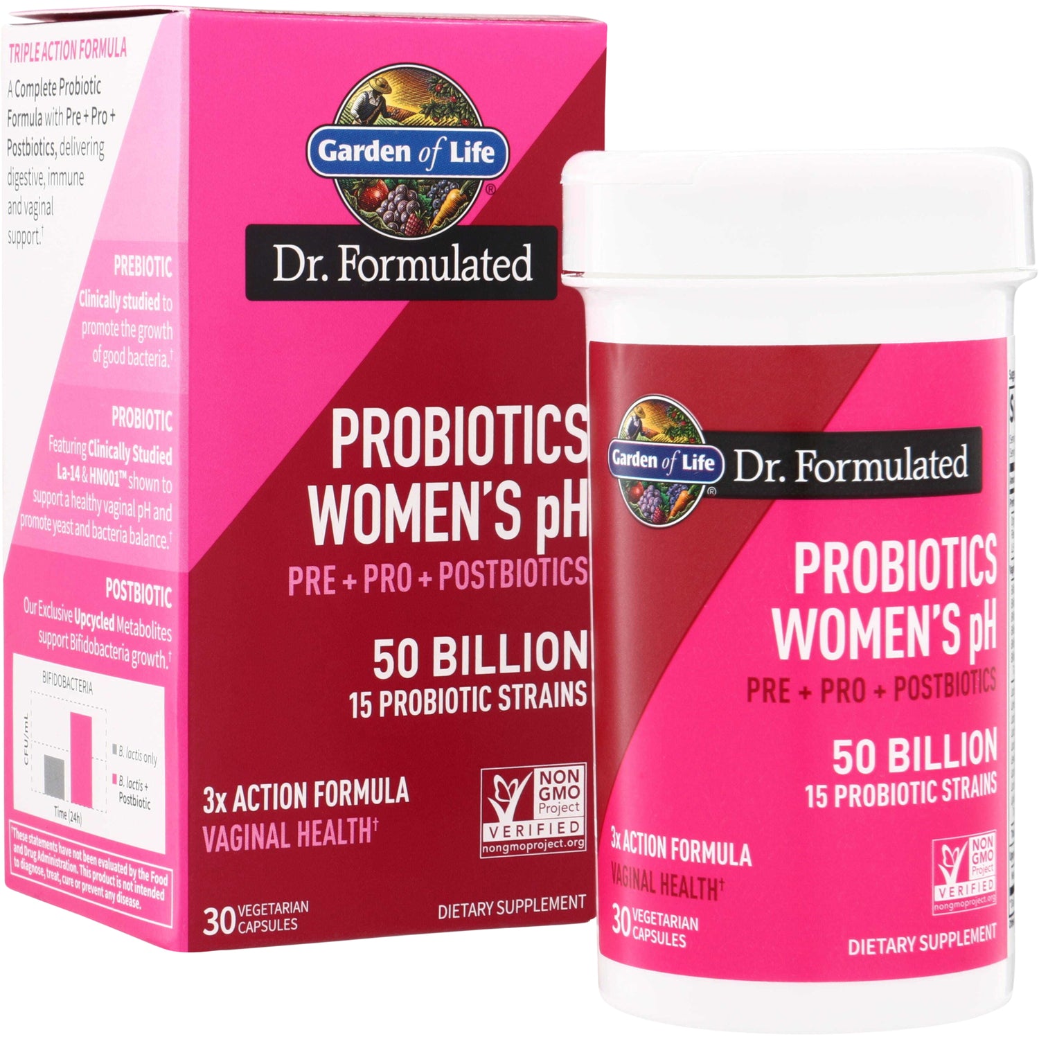 GLF374 | Garden of Life Dr. Formulated Probiotics Womens pH, 50 Billion, 30 vegetarian capsules