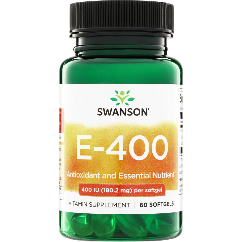 SW1438 | Swanson E-400 vitamin E, 400 IU per softgel, 60 softgels bottle front - Thumbnail