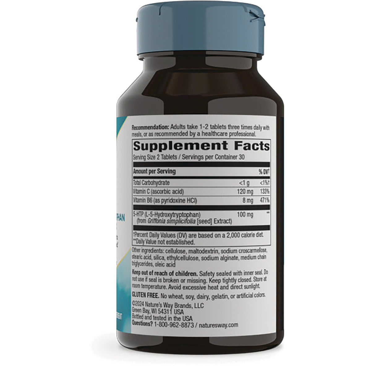 NW593 | Back of brown supplement bottle showing Supplement Facts panel and ingredient text
