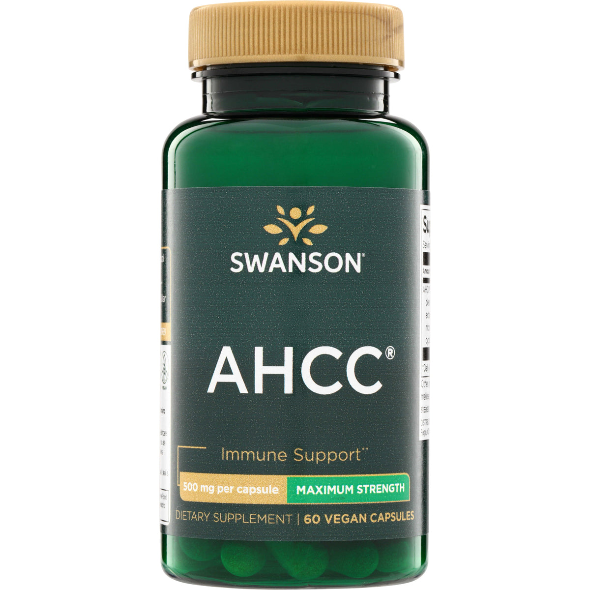 SWU1045 | Swanson AHCC  500 mg per capsule, maximum strength, 60 vegan capsules