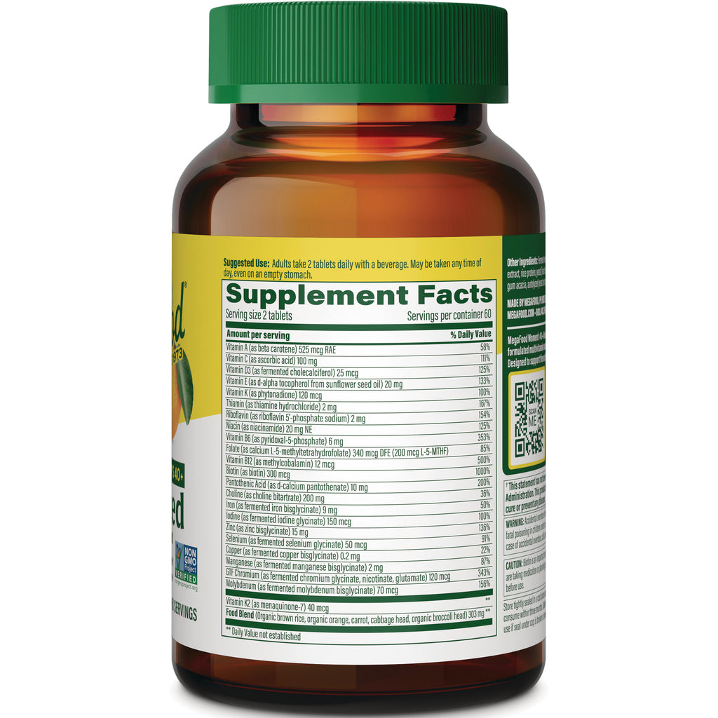 MGF073 | Back of amber supplement bottle showing Supplement Facts label, nutrition table and QR code - Thumbnail