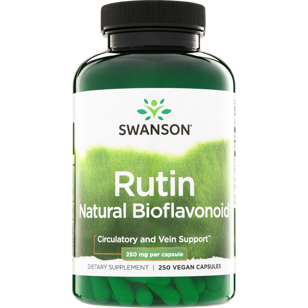 SW125 | Swanson Rutin Natural Bioflavonoid supplement bottle, 250 mg per capsule, 250 vegan capsules