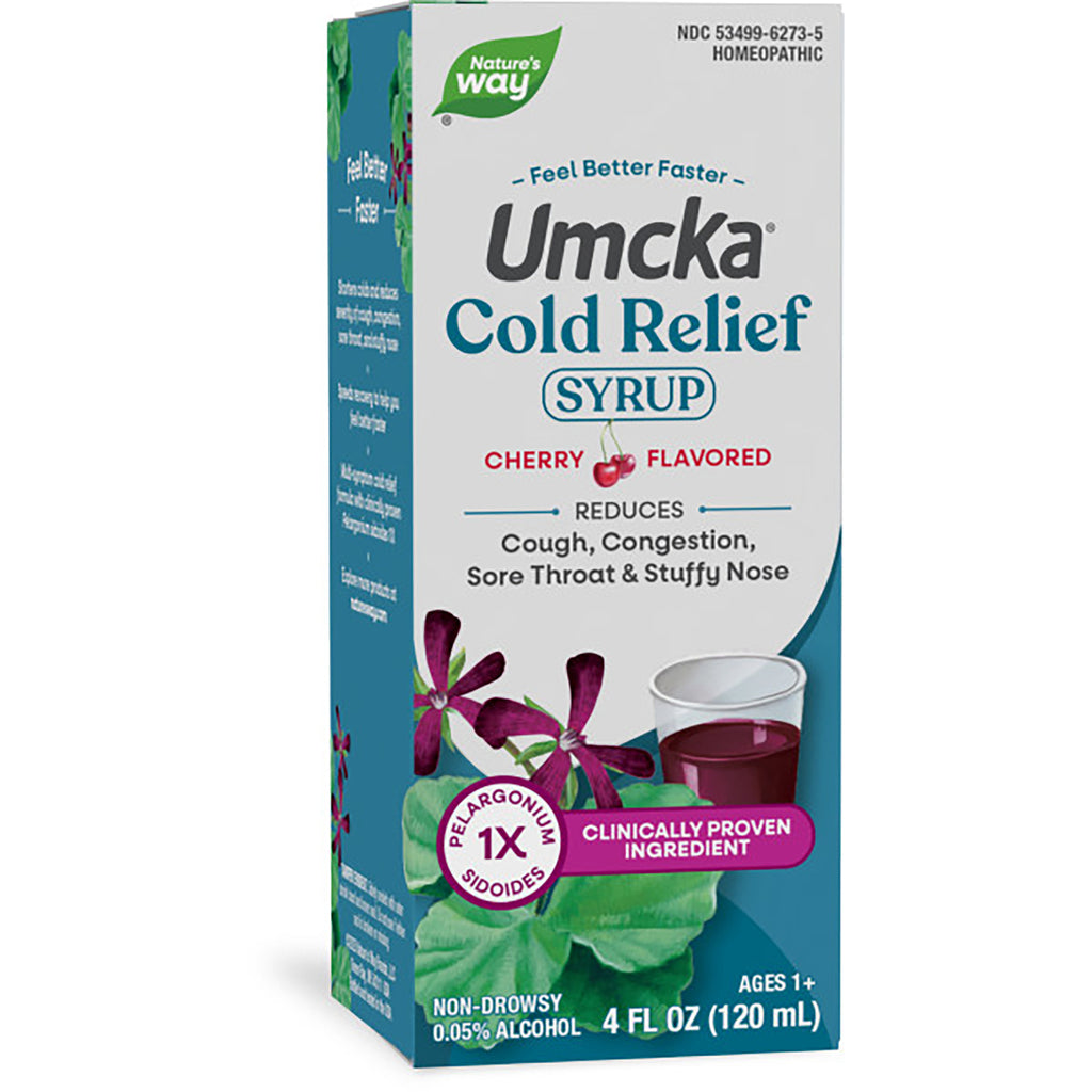 NW584 | Nature's Way Umcka Cold Relief syrup box, cherry flavored, 4 fl oz front packaging - Thumbnail