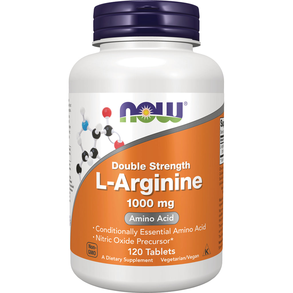 NWF117 | NOW Double Strength L-Arginine 1000 mg bottle, 120 tablets - Thumbnail