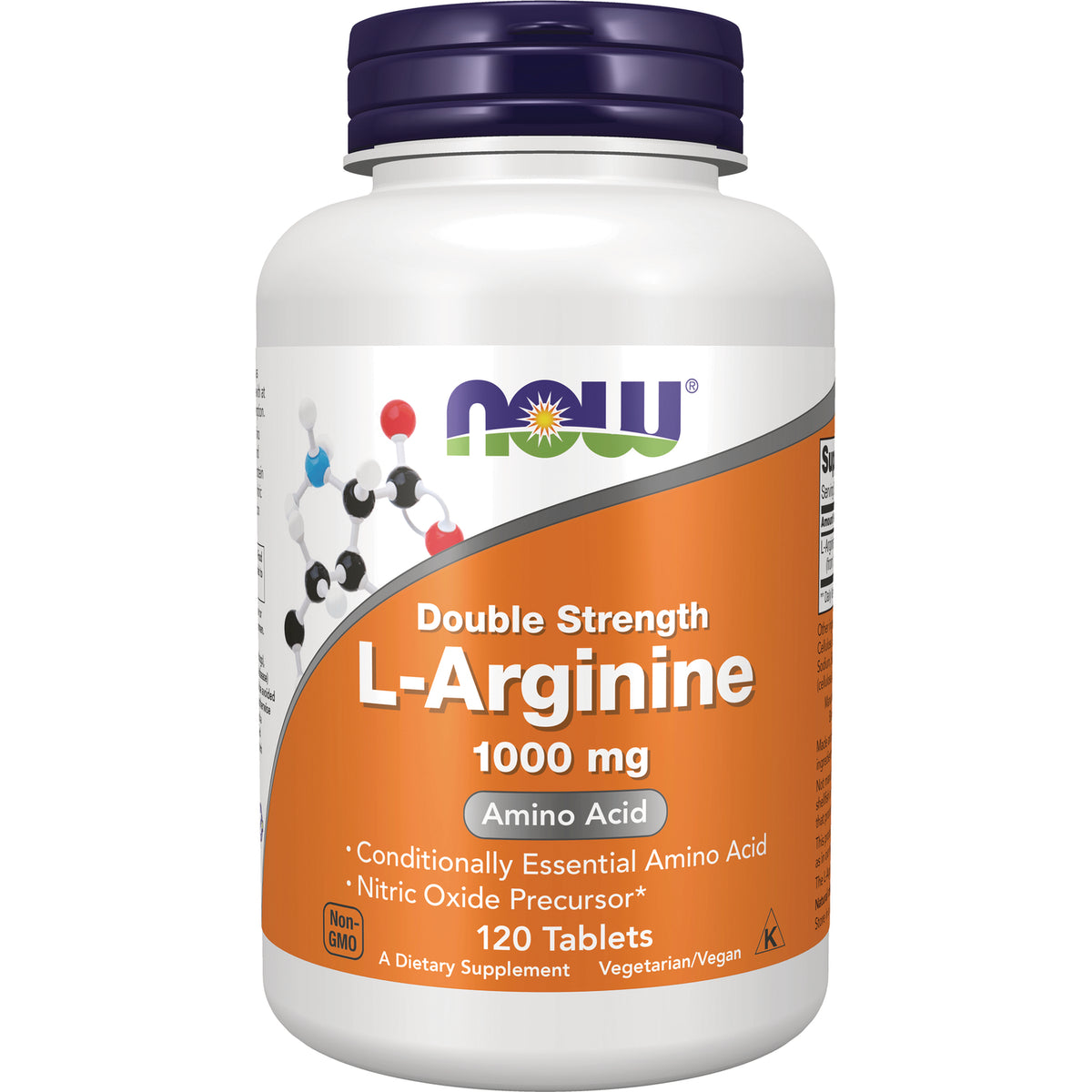 NWF117 | NOW Double Strength L-Arginine 1000 mg bottle, 120 tablets
