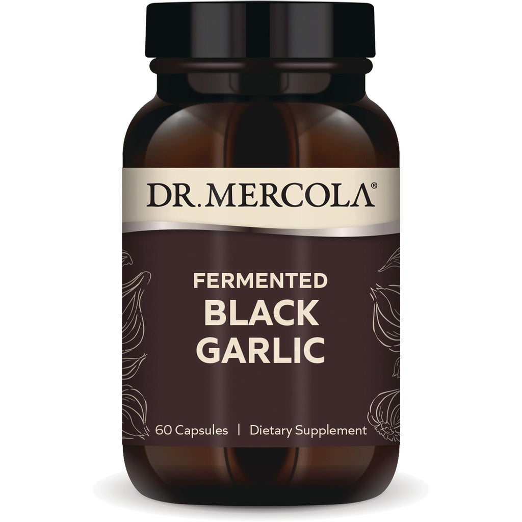 MRC055 | DR.MERCOLA fermented BLACK GARLIC dietary supplement bottle labeled 60 Capsules - Thumbnail