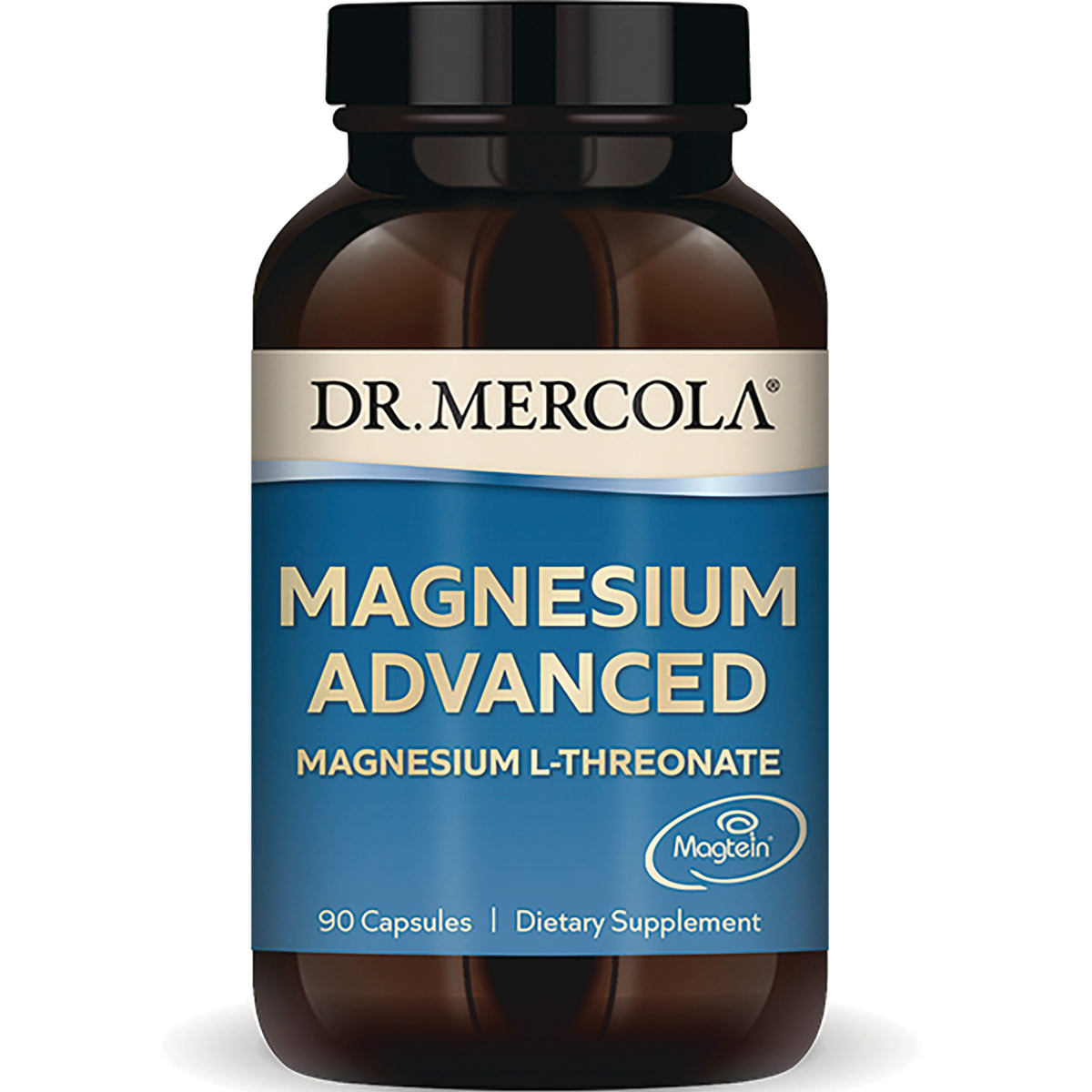 MRC088 | Dr. Mercola Magnesium Advanced magnesium L-threonate supplement bottle 90 capsules front label