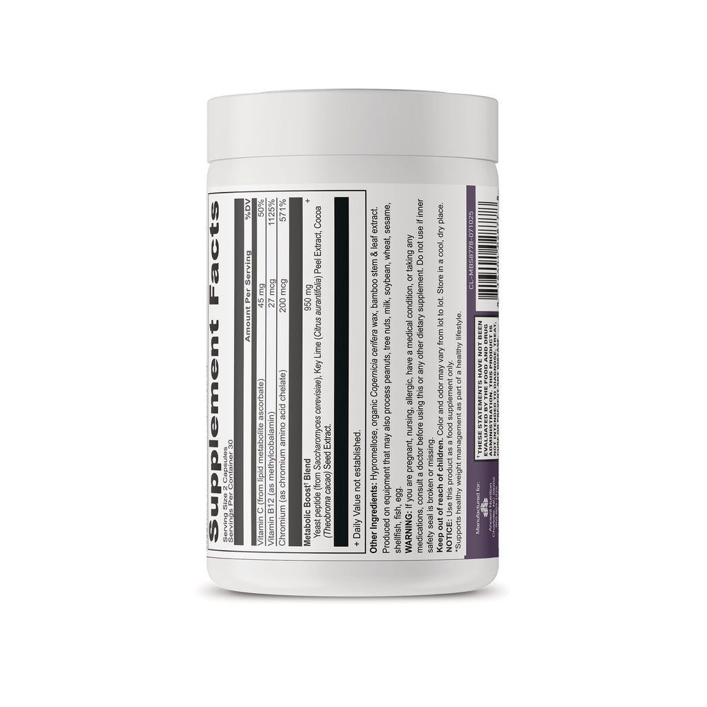 ATN150 | Supplement Facts and ingredients panel on a white bottle label - Thumbnail