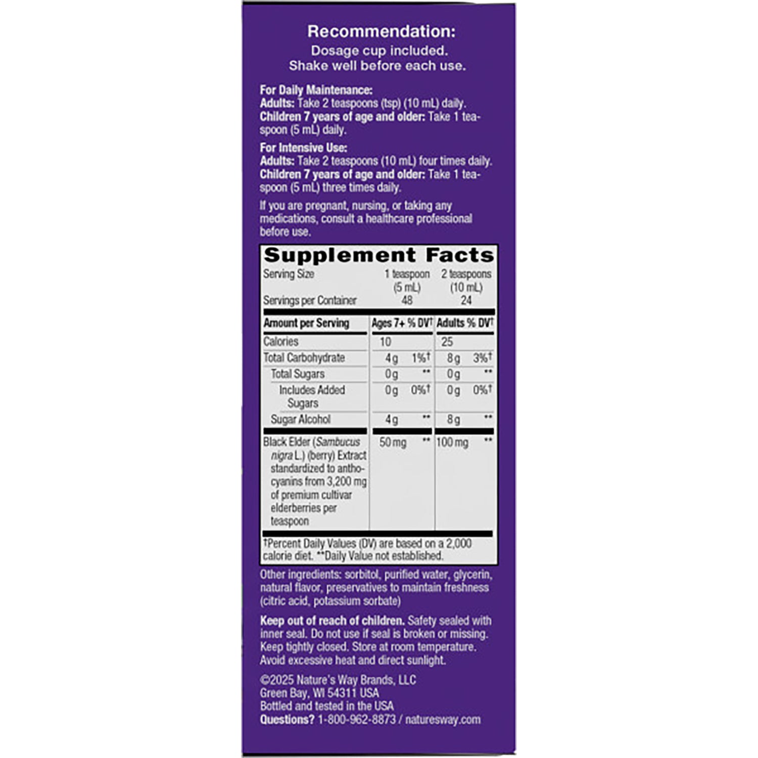 NW664 | back label showing directions, Supplement Facts panel, ingredients and safety warnings