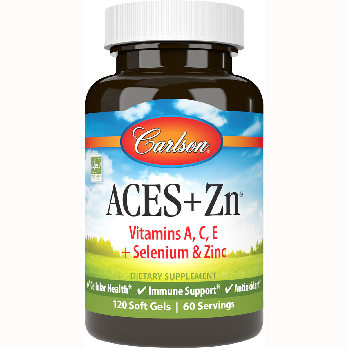 CSN049 | Carlson ACES+Zn vitamins A, C, E with selenium and zinc dietary supplement 120 soft gels 60 servings