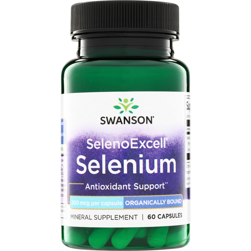SWU086 | Swanson SelenoExcell Selenium supplement, Antioxidant Support, 200 mcg per capsule, 60 capsules, organically bound - Thumbnail