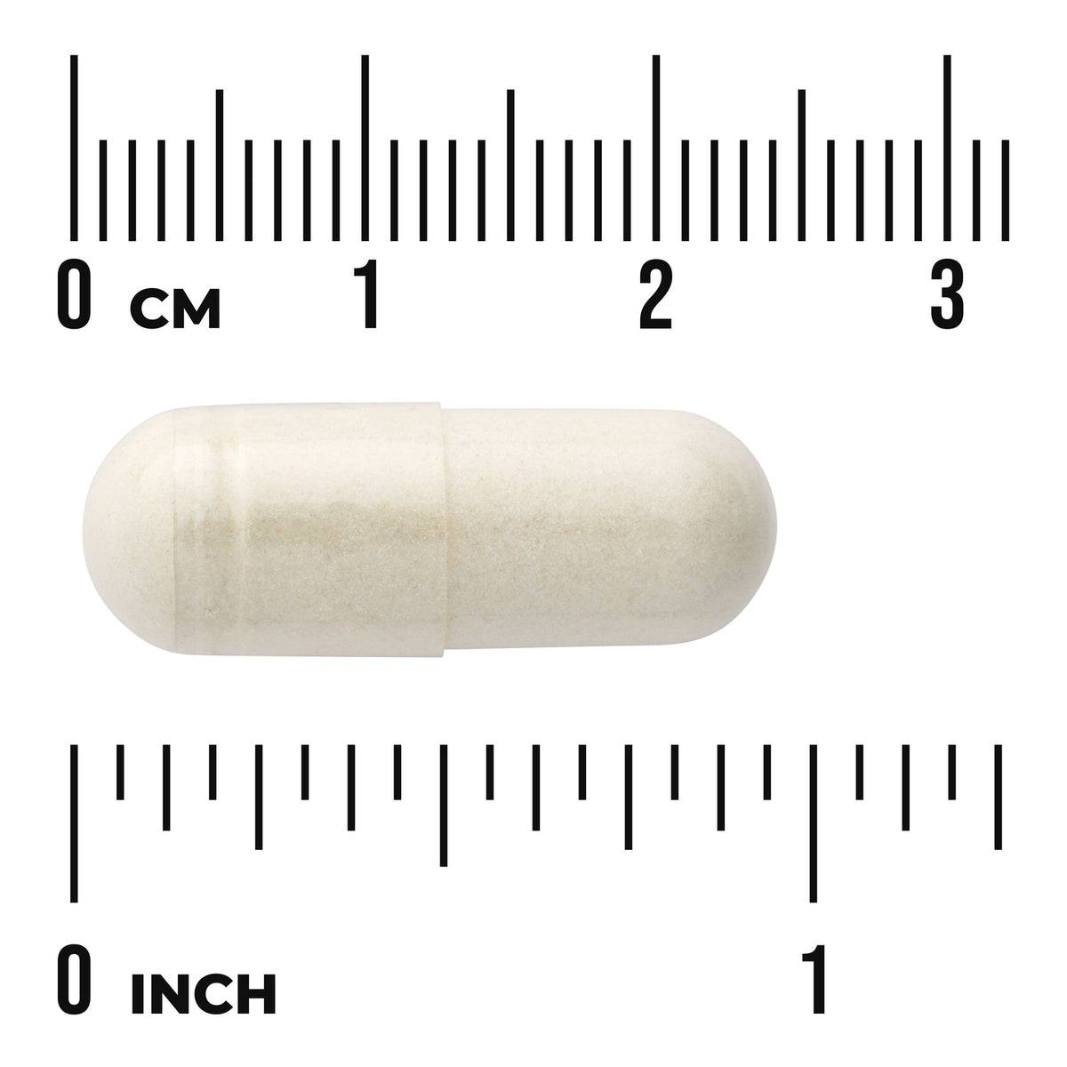 SWU332 | Beige capsule with size reference using cm and inch rulers