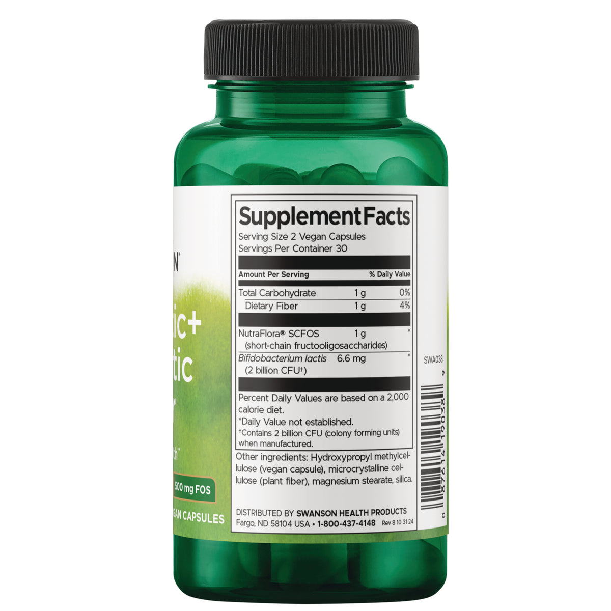 SWA038 | Back label with Supplement Facts