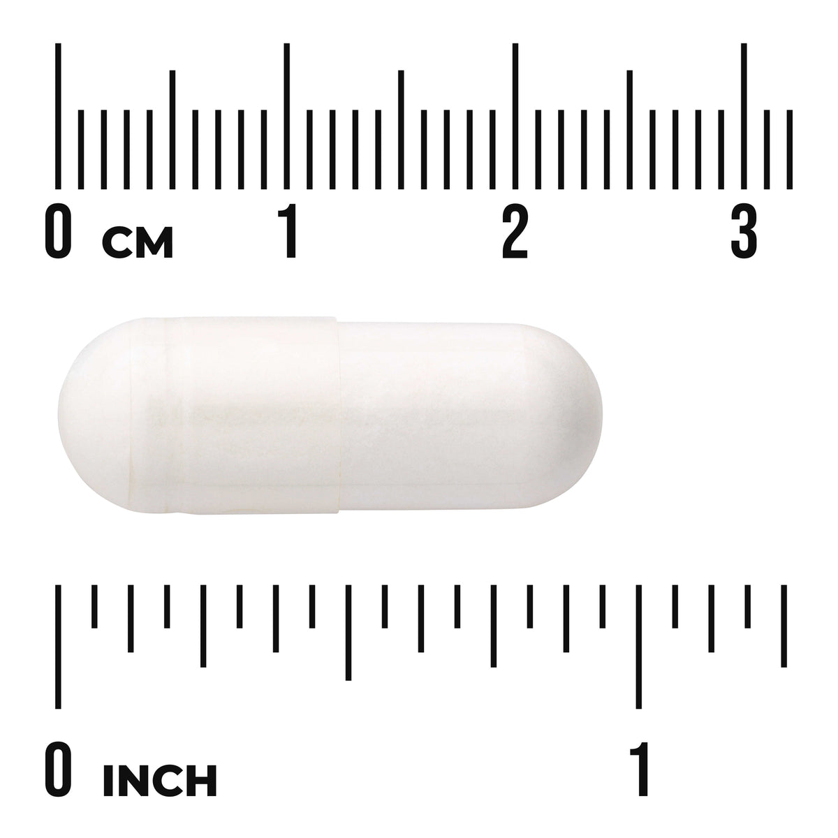 SW855 | White capsule with size scale in centimeters and inches