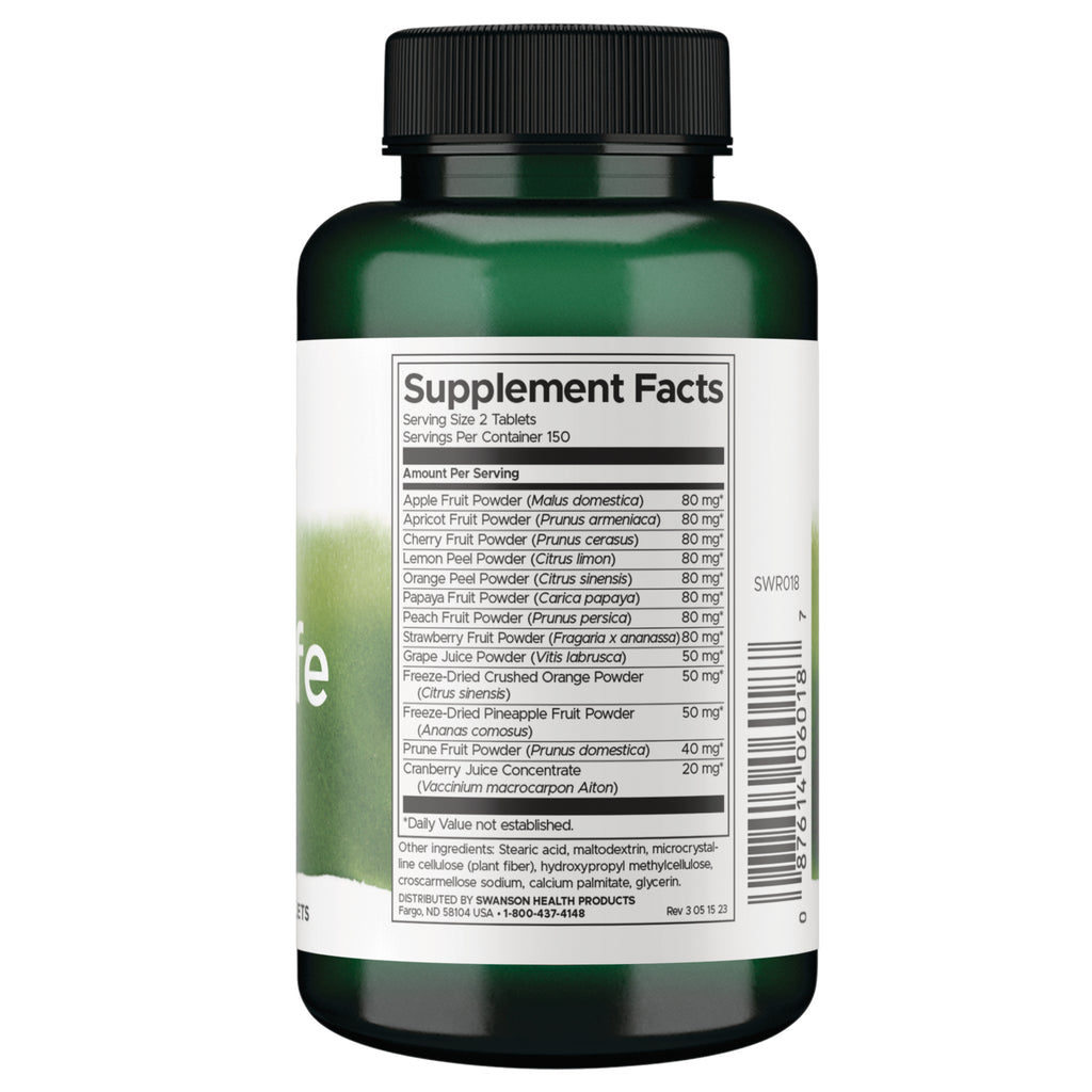SWR093 | Back of green supplement bottle with Supplement Facts panel and barcode - Thumbnail