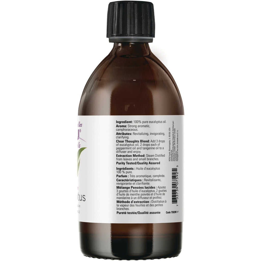 NWF1338 | Back of amber glass bottle with white label showing ingredients text, usage directions, and barcode - Thumbnail