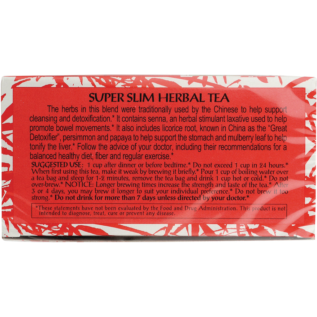 TLT008 | Back of box showing SUPER SLIM HERBAL TEA directions, suggested use, and notice panel - Thumbnail