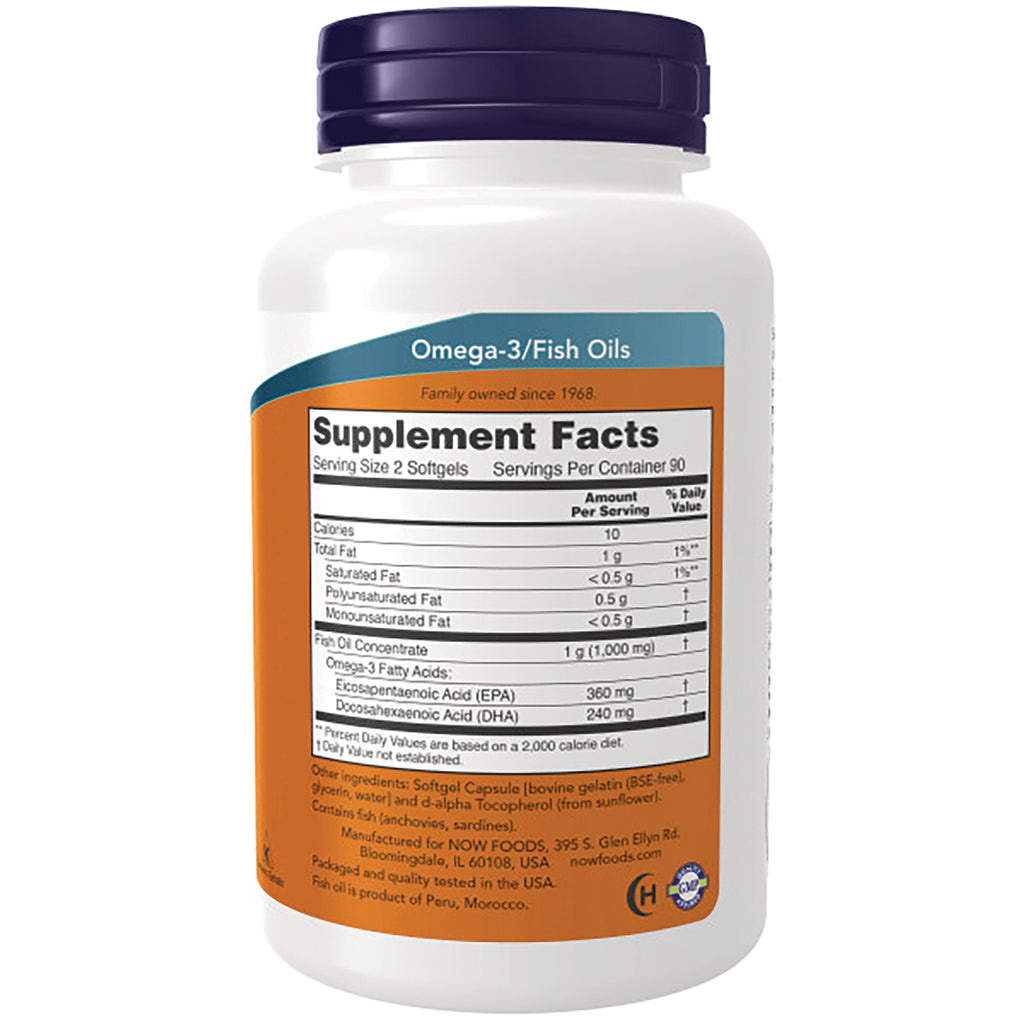 NWF842 | bottle back showing Supplement Facts panel for Omega-3/Fish Oils with nutrition facts and ingredients - Thumbnail