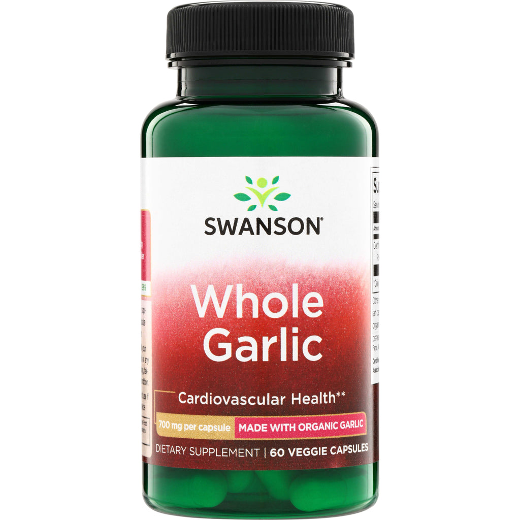 SWG24 | Swanson Whole Garlic supplement, 700 mg per capsule, made with organic garlic, 60 veggie capsules - Thumbnail
