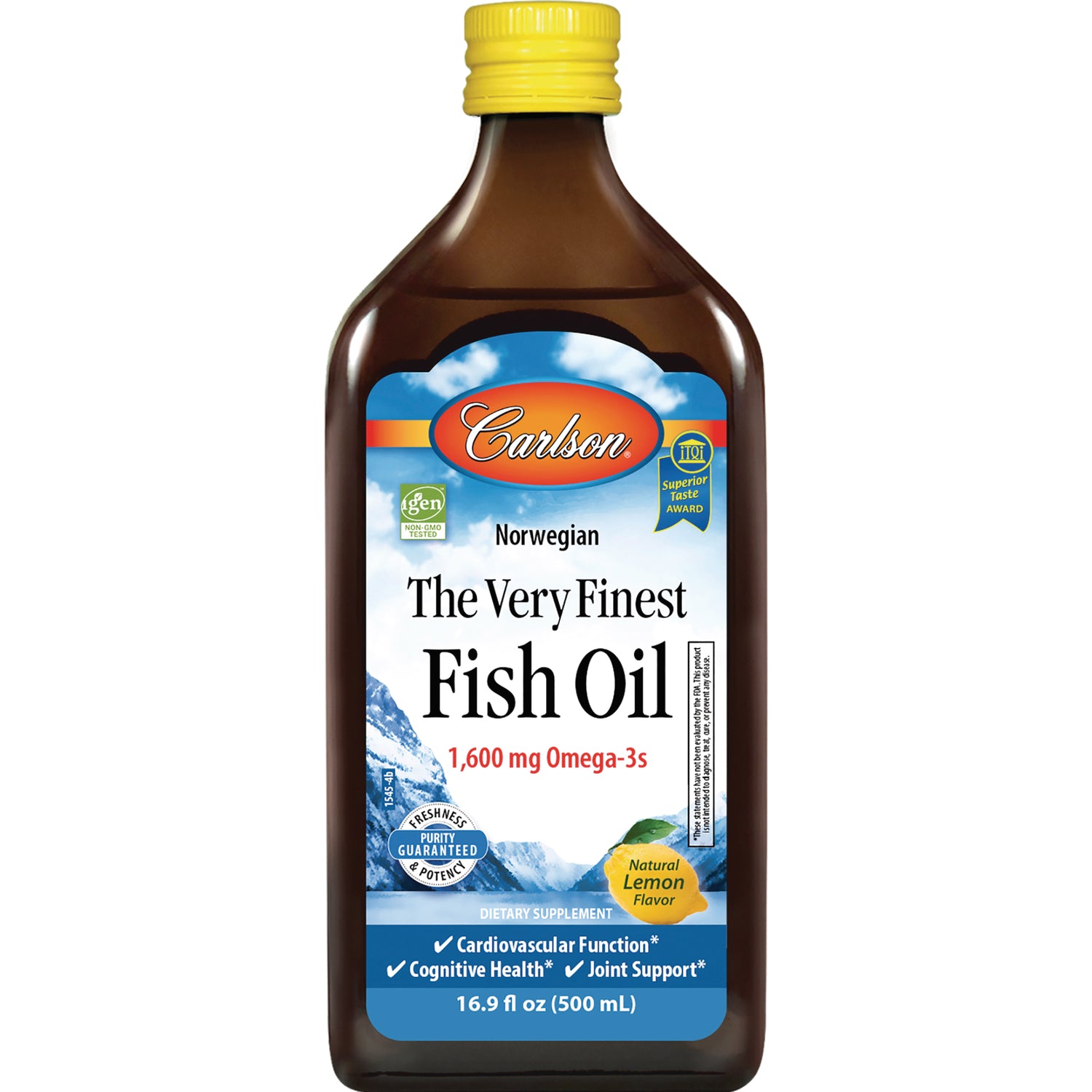 CSN005 | Carlson Norwegian The Very Finest Fish Oil 1,600 mg Omega-3s natural lemon flavor 16.9 fl oz