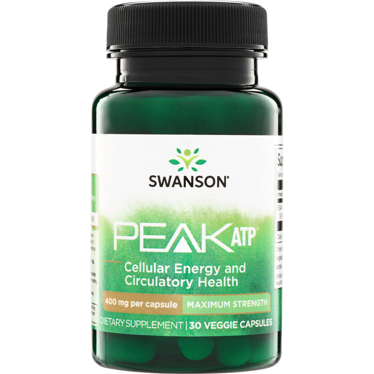 SWU946 | Swanson PEAK ATP, cellular energy and circulatory health, 400 mg per capsule, maximum strength, 30 veggie capsules
