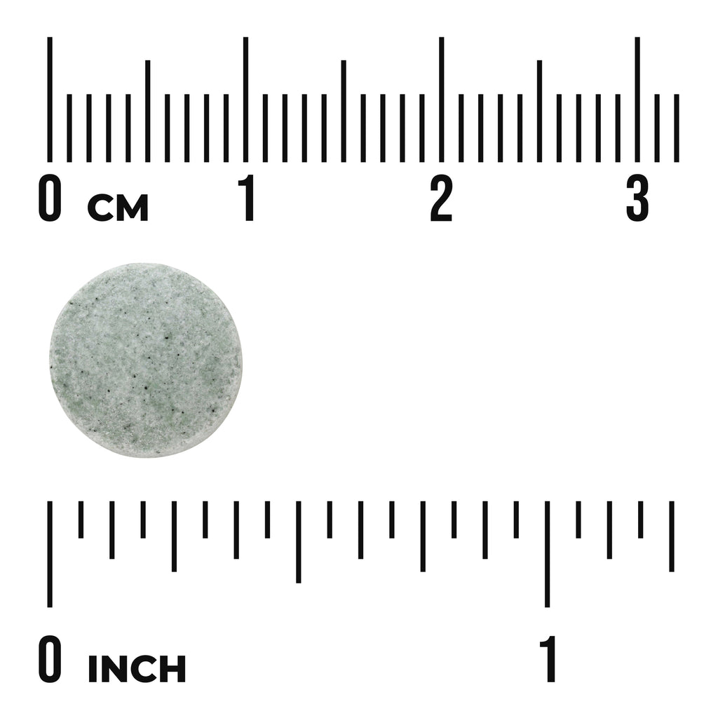 SWR081 | Round green tablet with cm and inch rulers for size reference - Thumbnail