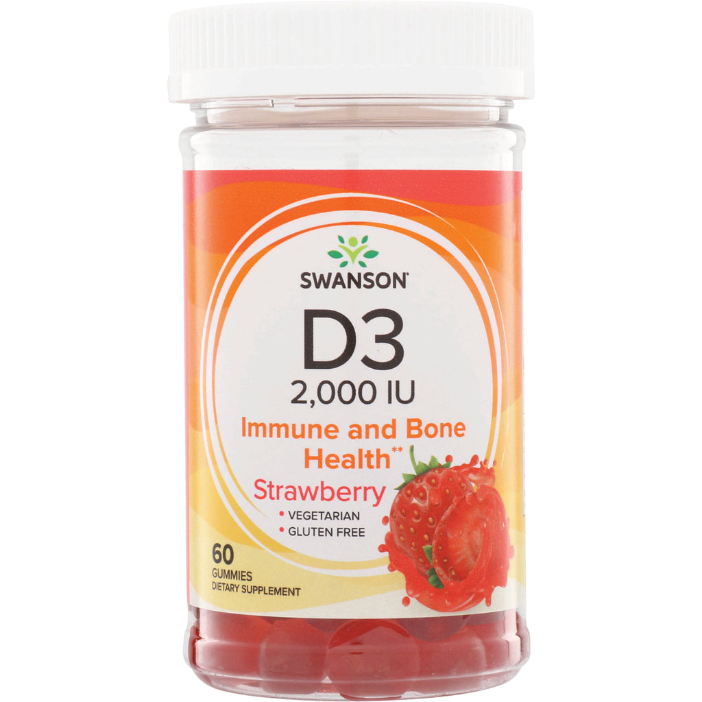 SW1859 | Swanson D3 2,000 IU Immune and Bone Health strawberry gummies, 60 gummies - Thumbnail