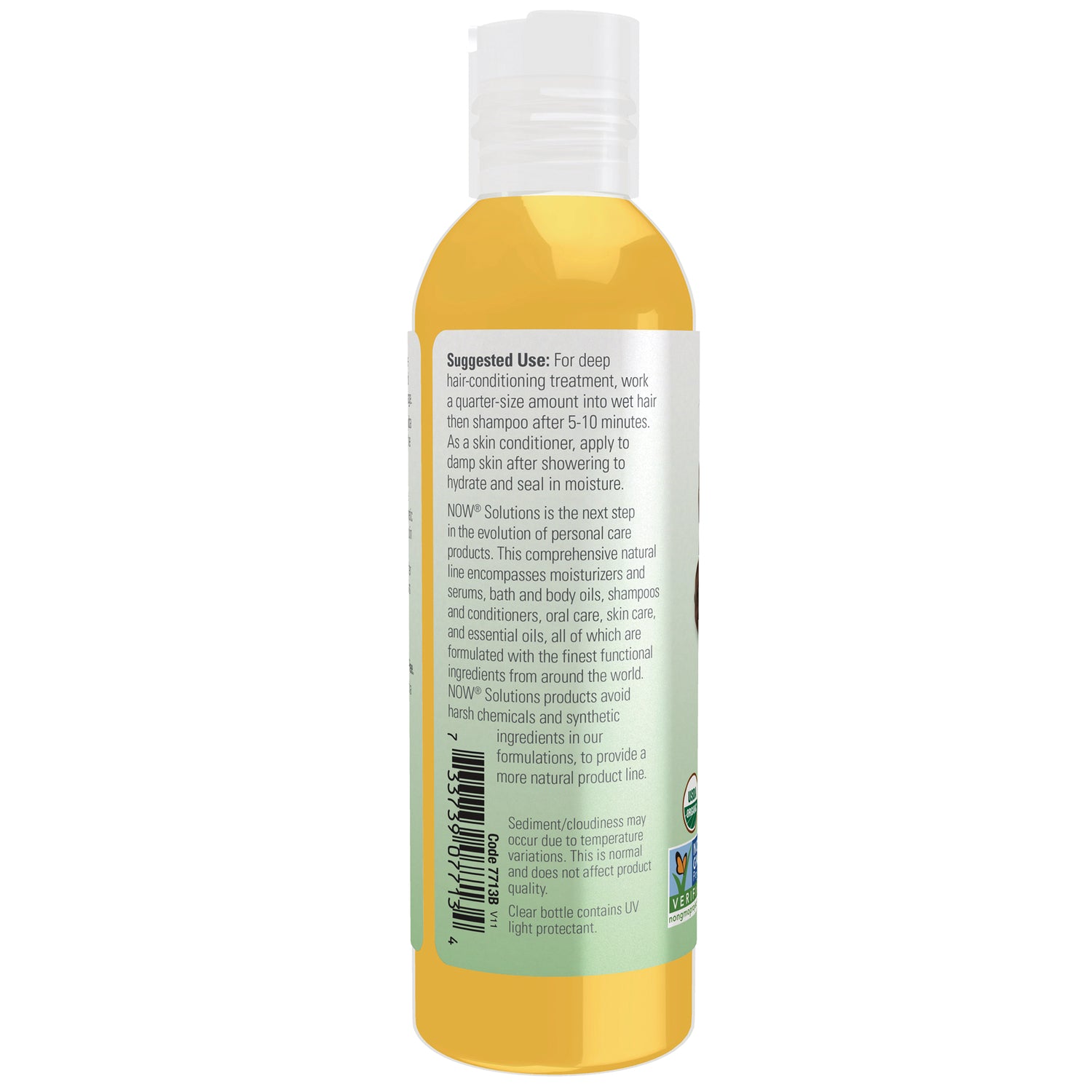 NWF1124 | Back label of amber bottle showing suggested use text, barcode and certification logos