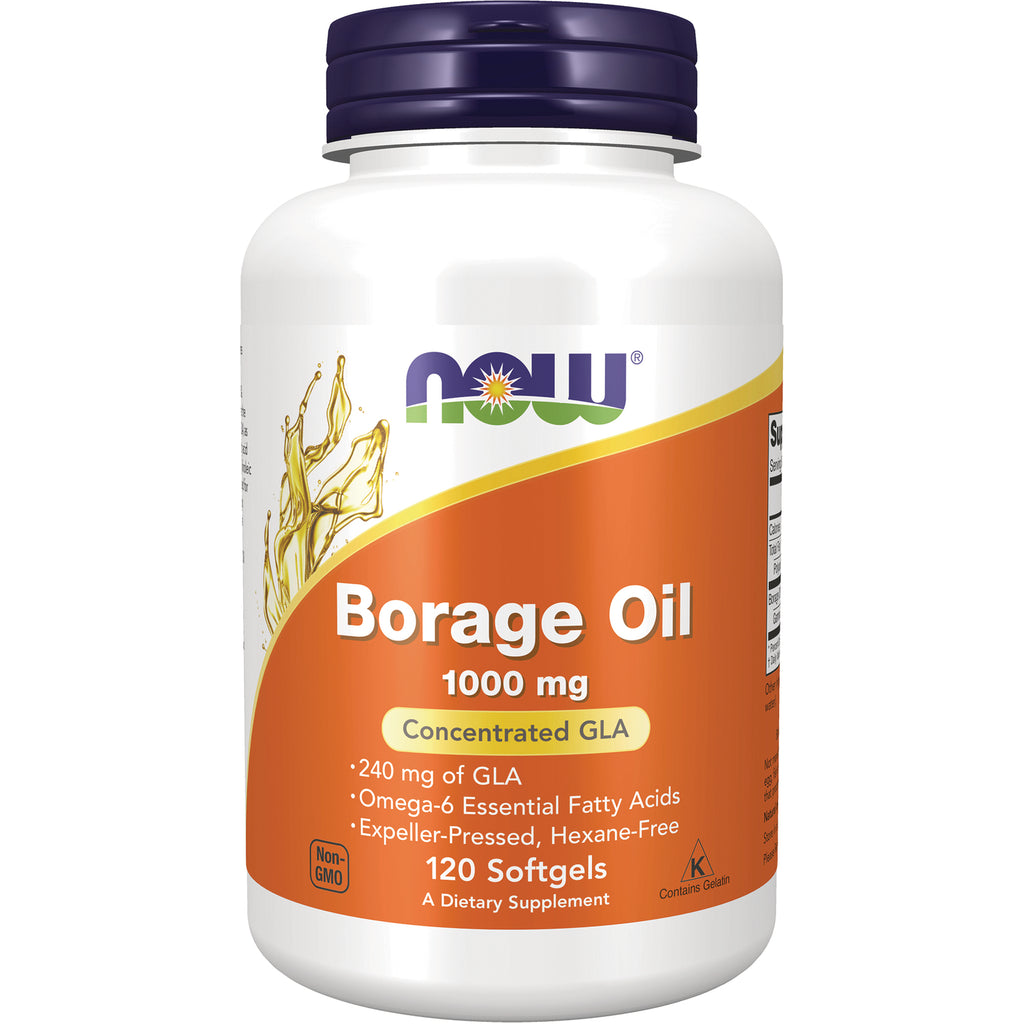 NWF798 | NOW Borage Oil 1000 mg bottle, Concentrated GLA, 120 softgels - Thumbnail