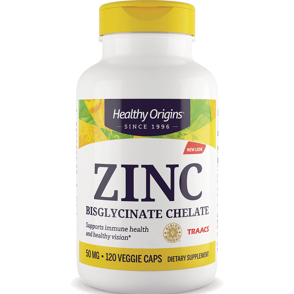 HRG192 | Healthy Origins ZINC bisglycinate chelate bottle, 50 mg, 120 veggie caps dietary supplement - Thumbnail