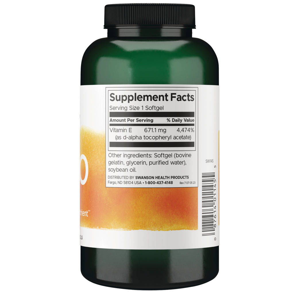 SW145 | Back label with supplement facts and serving informationow oval softgel - Thumbnail