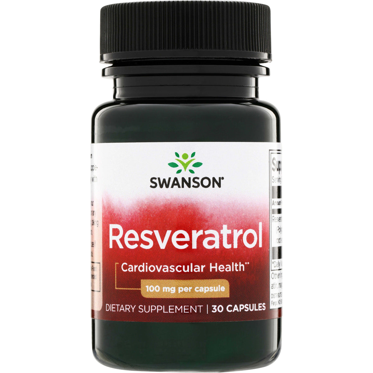 SWU283 | Swanson Resveratrol supplement bottle, 100 mg per capsule, 30 capsules