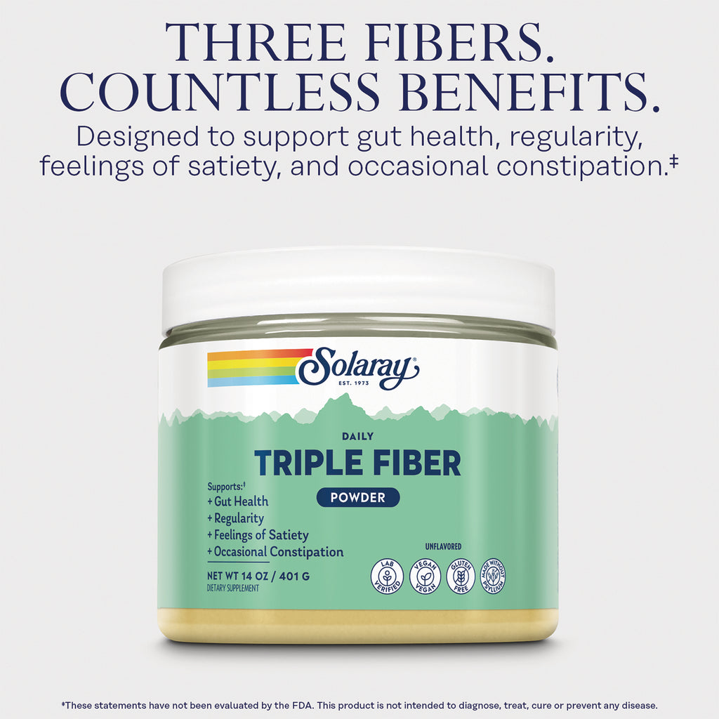 SLR543 | Solaray Daily Triple Fiber Powder with text: Three Fibers. Countless Benefits - Thumbnail