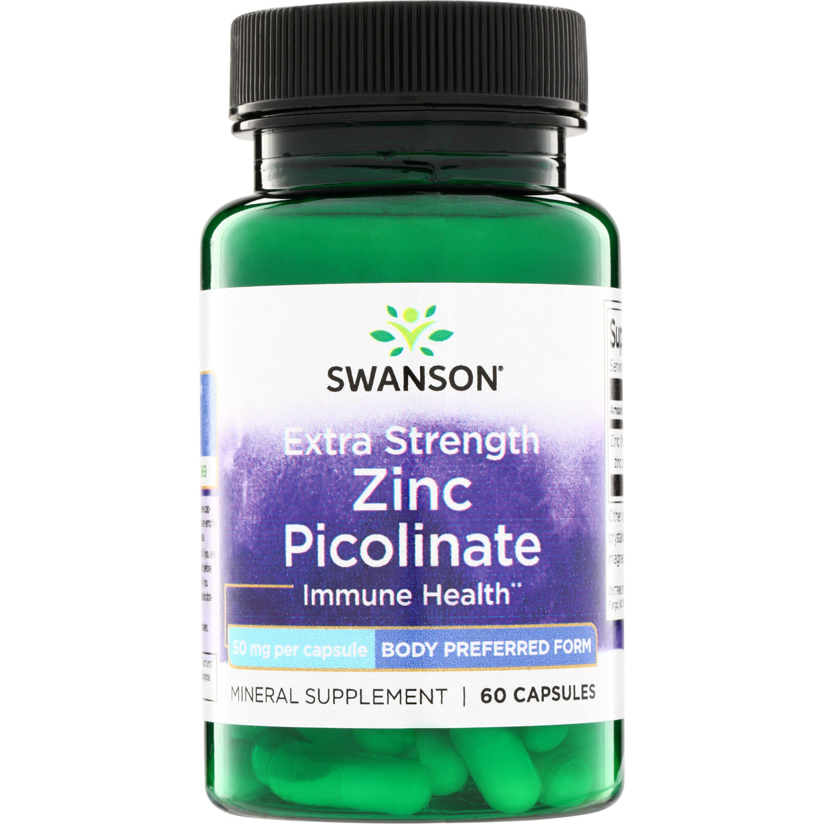 SW1813 | Swanson Extra Strength Zinc Picolinate 50 mg, Immune Health, 60 capsules