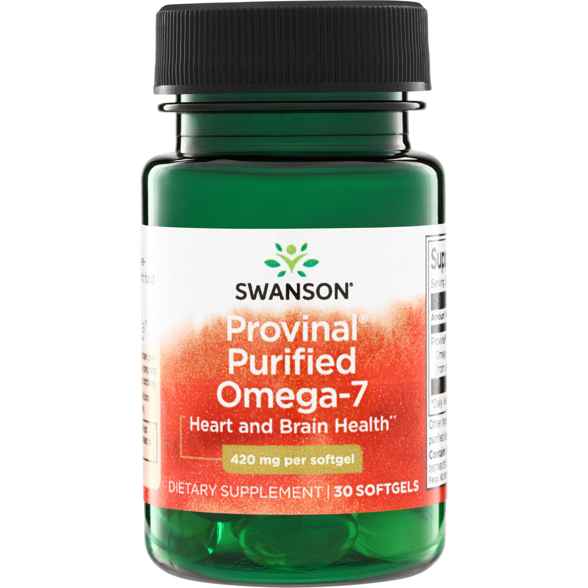 SWE070 | Swanson Provinal Purified Omega-7, Heart and Brain Health, 420 mg per softgel, 30 softgels