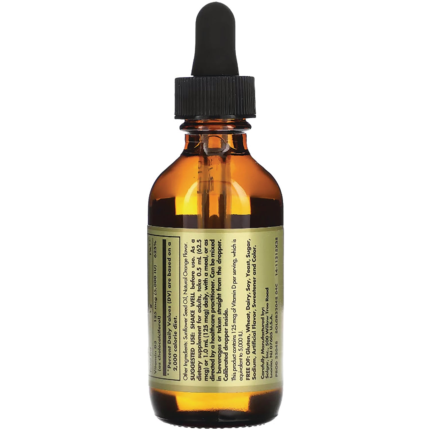 SLG315 | amber glass dropper bottle showing back label with ingredients and directions