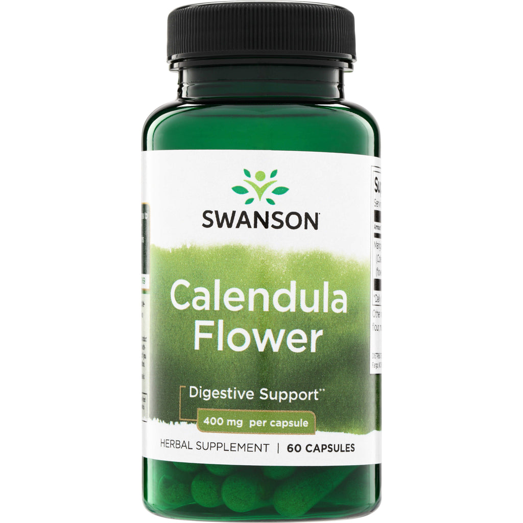 SW1160 | Swanson Calendula Flower herbal supplement bottle, 400 mg per capsule, Digestive Support, 60 capsules - Thumbnail