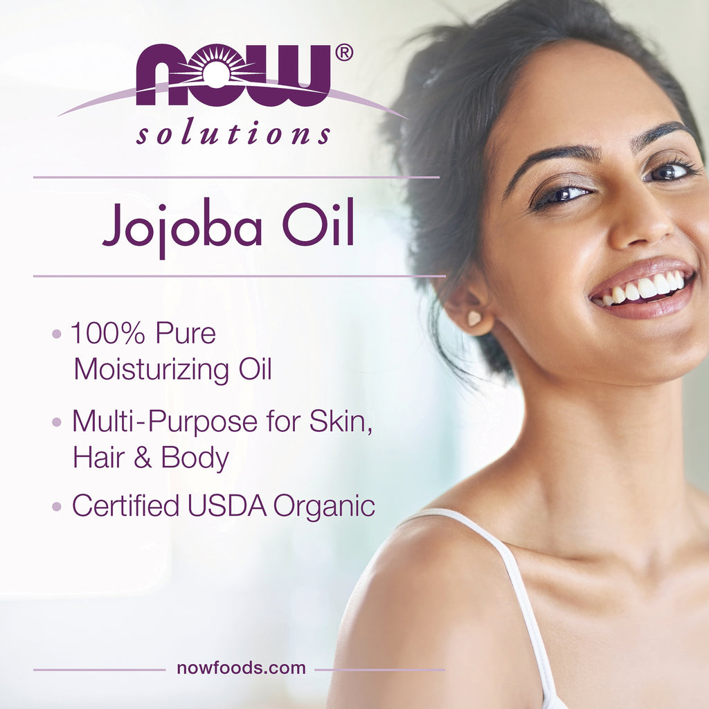 NWF1124 | Jojoba Oil product infographic listing 100% pure moisturizing oil, multi-purpose for skin, hair and body, certified USDA Organic - Thumbnail